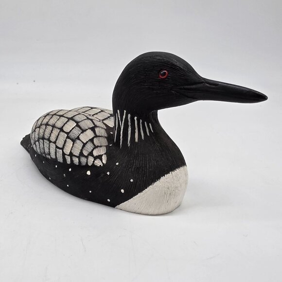Handcrafted Common Loon Wildlife Figure Detailing Jennings Decoys 7.5" Signed - Picture 5 of 11